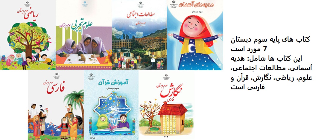  کتاب‌های کلاس سوم دبستان چند عنوان هستند؟
